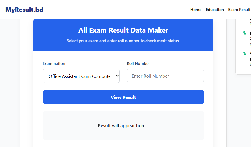 All Exam Result Data Maker