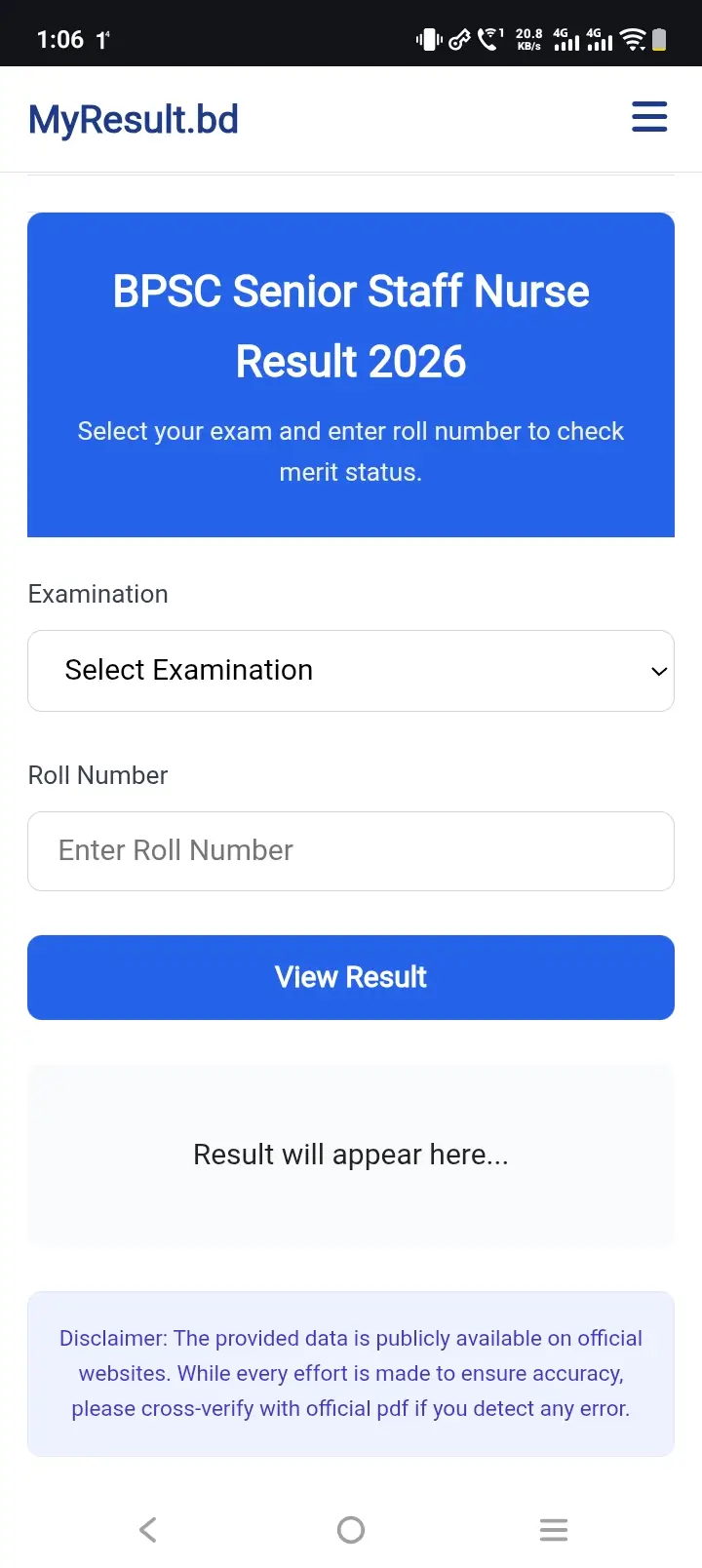 Senior Staff Nurse Result 2026