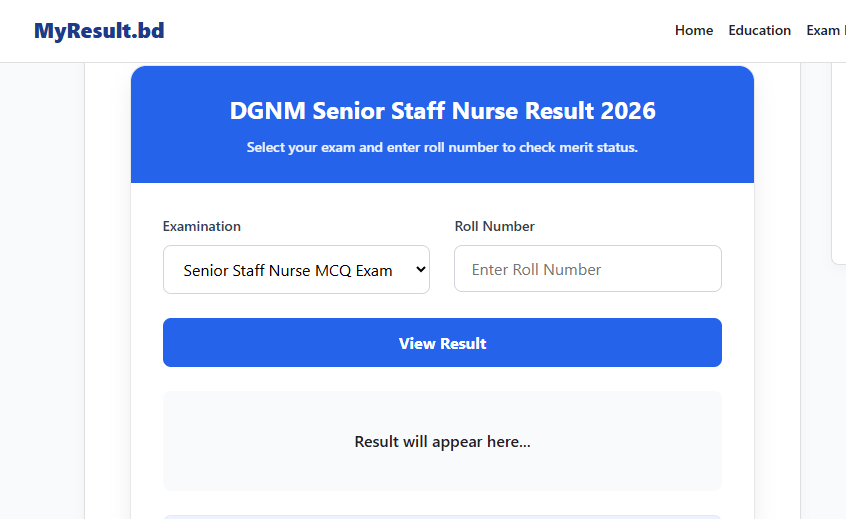DGNM Senior Staff Nurse Result 2026